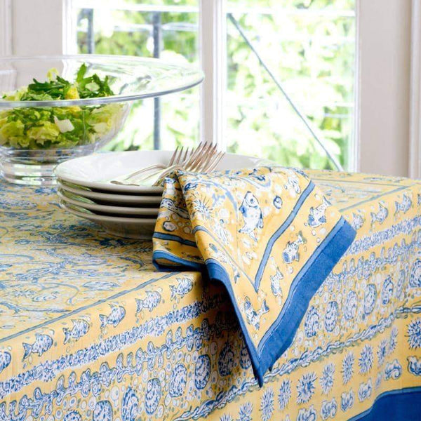 Couleur Nature | La Mer Napkins, Blue/Yellow, Set of 6