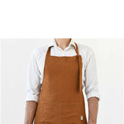 MagicLinen | Men's Linen Bib Apron in Charcoal Gray, featuring adjustable straps and a twin-sectioned pocket, ideal for cooking and gardening enthusiasts.