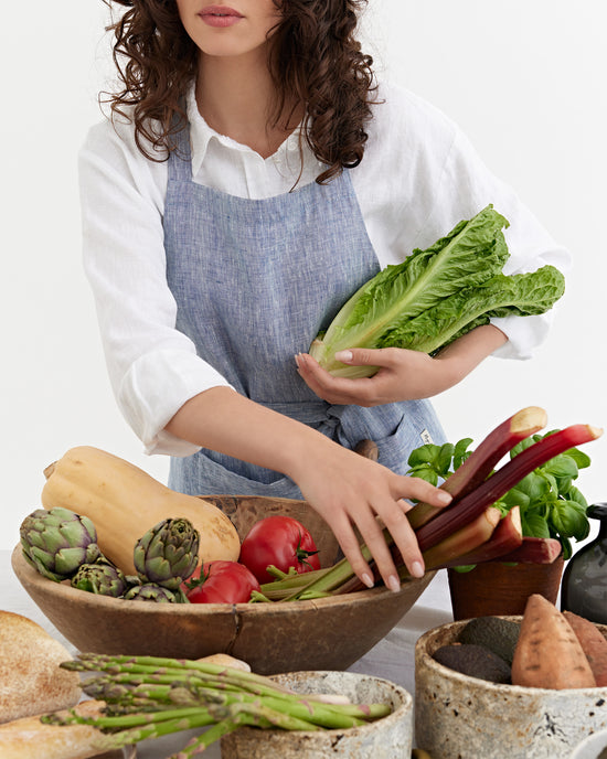 MagicLinen | Linen Bib Aprons - Blue Melange