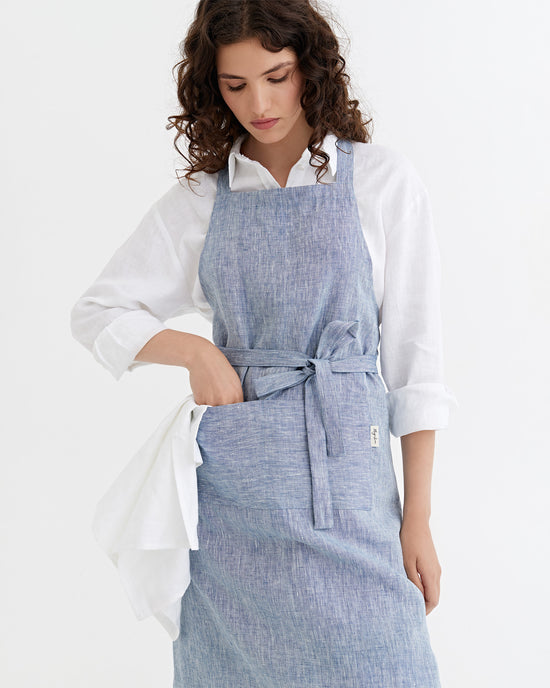 MagicLinen | Linen Bib Aprons - Blue Melange