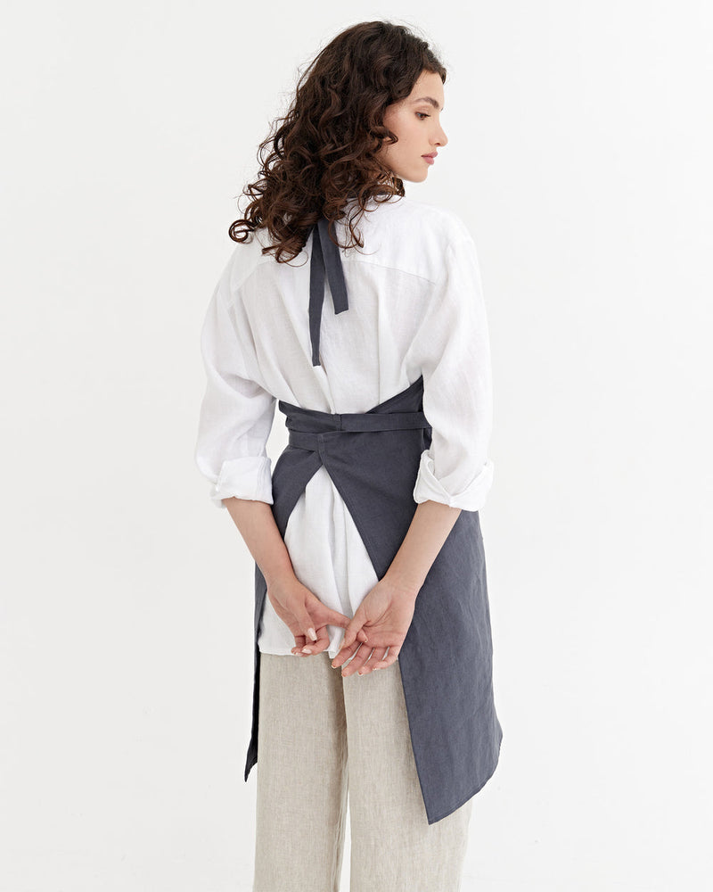 MagicLinen | Linen Bib Aprons, Charcoal Gray