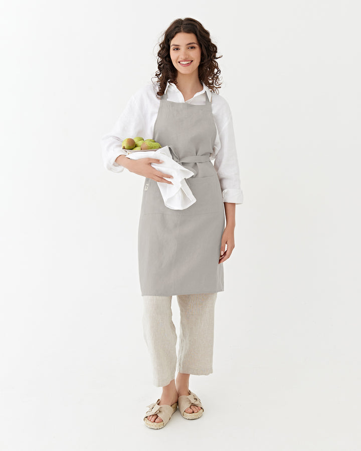 MagicLinen | Linen Bib Aprons - Light Gray