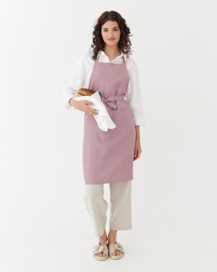 MagicLinen | Linen Bib Aprons - Woodrose