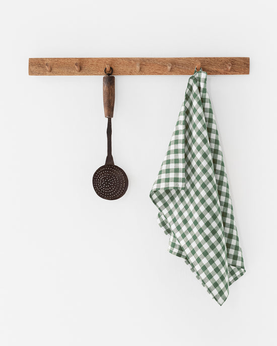 MagicLinen | Linen Tea Towels in Forest Green Gingham