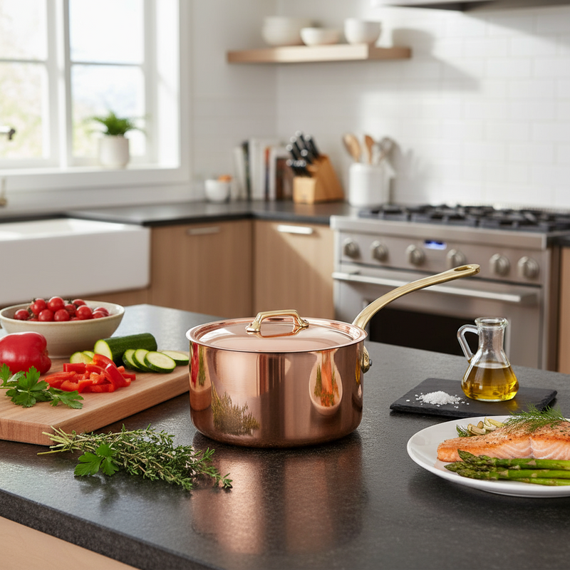 Mauviel | M'200 B Copper Saucepans, 3.3 Qt