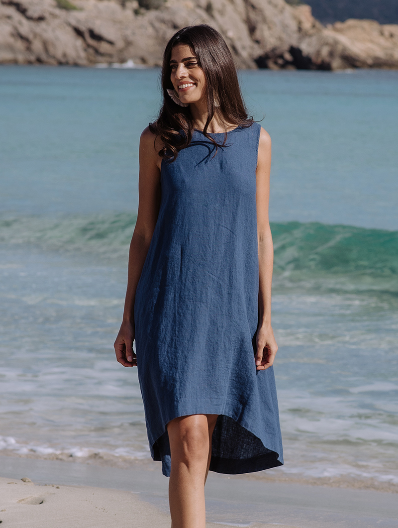 MagicLinen | Linen Bib Aprons - Dusty Blue