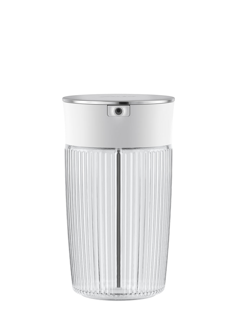 Jura Milk Carafe 24313 with ribbed glass body and silver lid