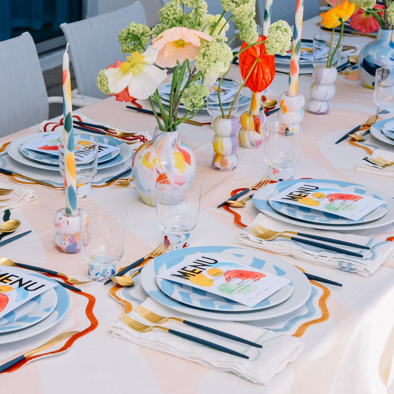 Misette | Colorblock Embroidered Linen Napkins, Amber