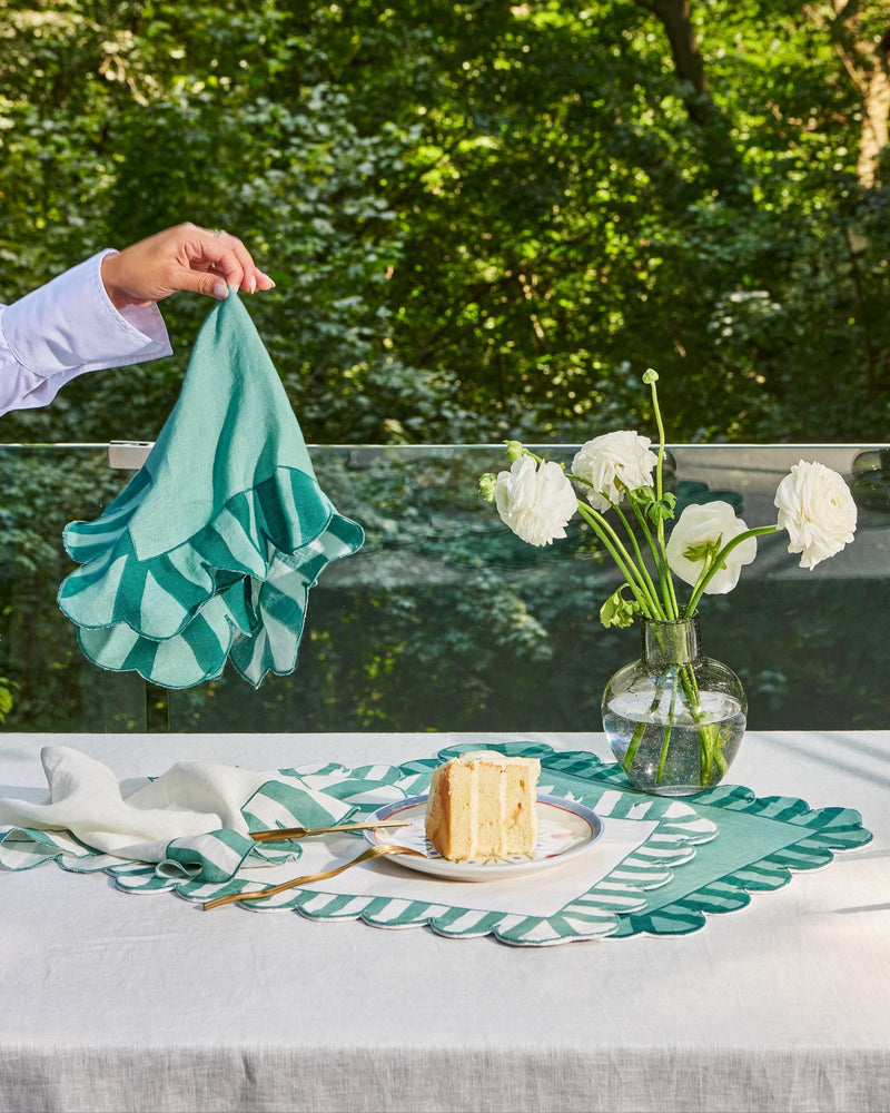 Misette | Colorblock Embroidered Linen Napkins, Amber