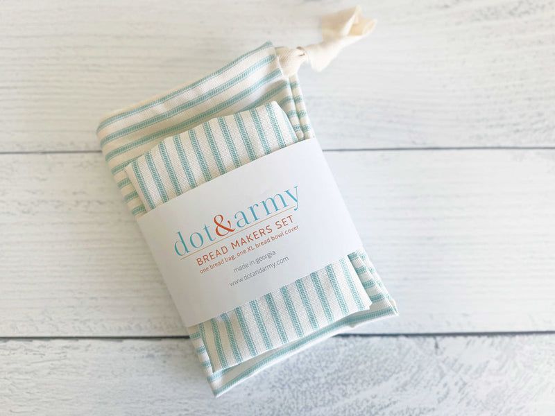 Dot and Army | Bread Makers Set in Ticking Stripes, Blue
