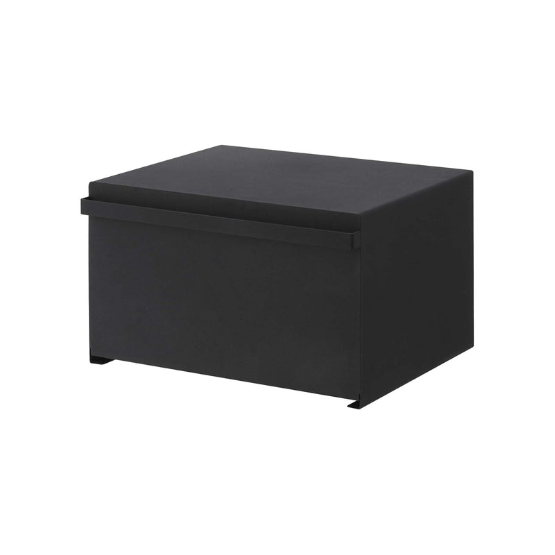 Yamazaki Home | Tower Bread Box, Steel, Black: Sleek, minimalist storage solution for keeping baked goods fresh, enhancing kitchen decor, and reducing clutter. Ideal for modern kitchens.