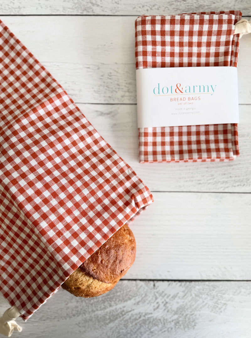 Dot and Army | Stripe and Check Bread Makers Set, Papaya