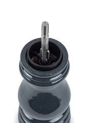 Top-down view of the Peugeot | Paris u'Select Wooden Pepper Mill in Slate Gloss, showcasing its internal grinding mechanism and u'Select adjustment ring for customizable pepper grinding.