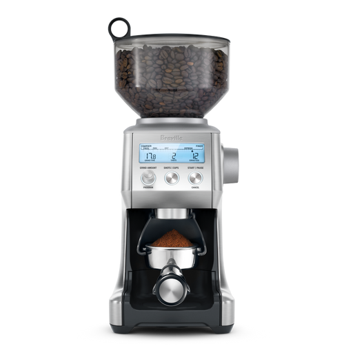 Breville Smart Grinder Pro with digital controls, clear bean hopper, and portafilter, perfect for versatile brewing. Ideal for Athens Cooks' curated kitchen collection.