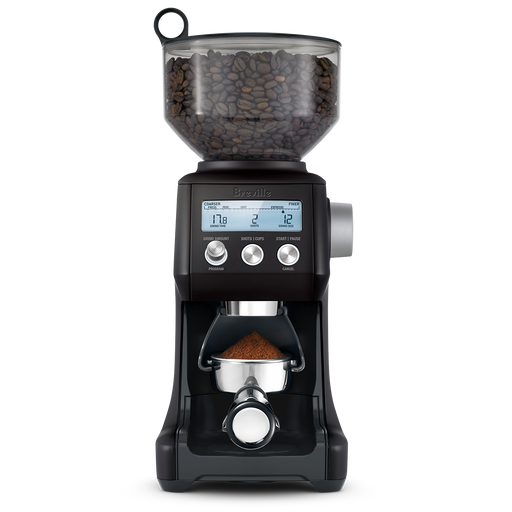 Breville | Smart Grinder Pro, Black Truffle: Electric burr-style coffee grinder with 60 settings, clear bean hopper, digital controls for grind size, dose, and time.