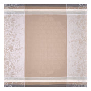 Le Jacquard Francais Bucolique Tablecloth, Beige: Woven with a subtle damask and botanical motif, perfect for adding a countryside charm to your table setting.