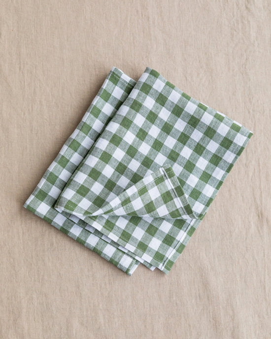 MagicLinen | Forest Green Gingham Linen Placemat