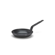 De Buyer Blue Carbon Steel Fry Pan Ø8'' with long handle, ideal for high-heat cooking. Crafted in France, it offers rapid, even heating and is oven-safe.
