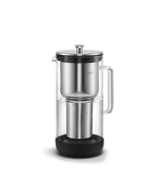 Aarke | Purifier Pure Water Filter Pitcher made of glass and stainless steel, featuring a refillable steel filter cartridge for enhanced tap water filtration.
