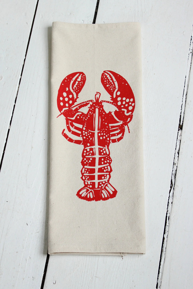 Hearth and Harrow | Lobster Tea Towel - Organic Cotton - Red - Eco-Friendly