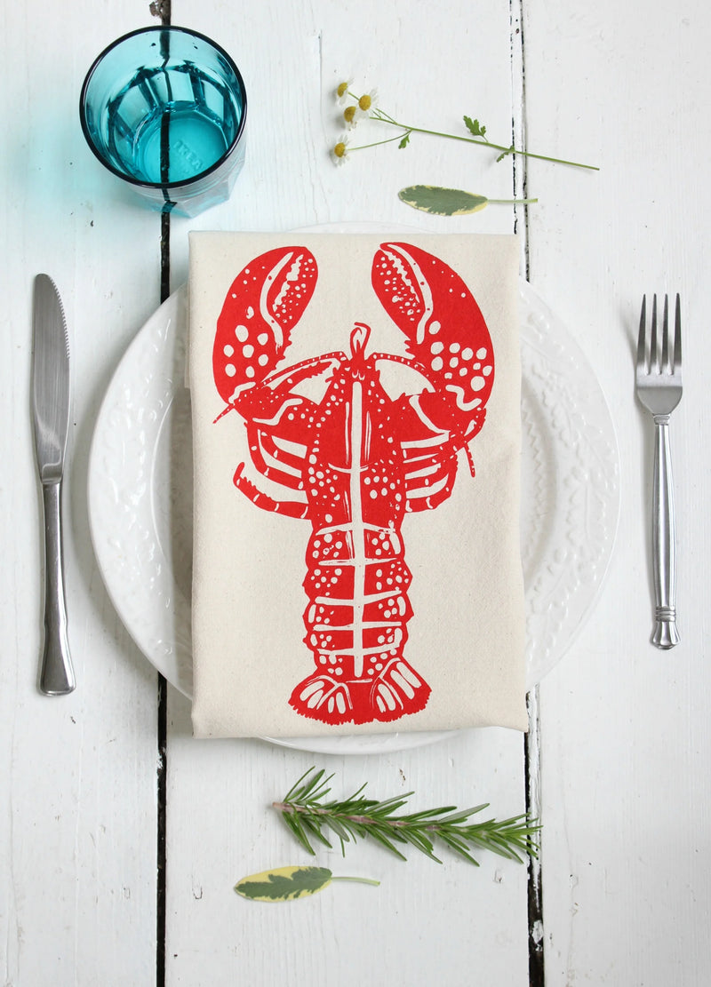 Hearth and Harrow | Lobster Tea Towel - Organic Cotton - Red - Eco-Friendly