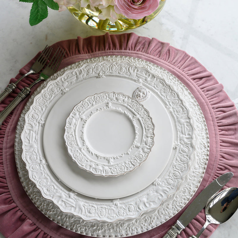 Arte Italica & Crown Linen Designs | Renaissance Bread & Canapé Plate, White