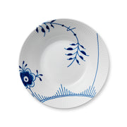 Royal Copenhagen | Blue Mega Deep Plate, 24cm, features hand-painted blue motifs on white porcelain with a ribbed rim, perfect for stylish serving.
