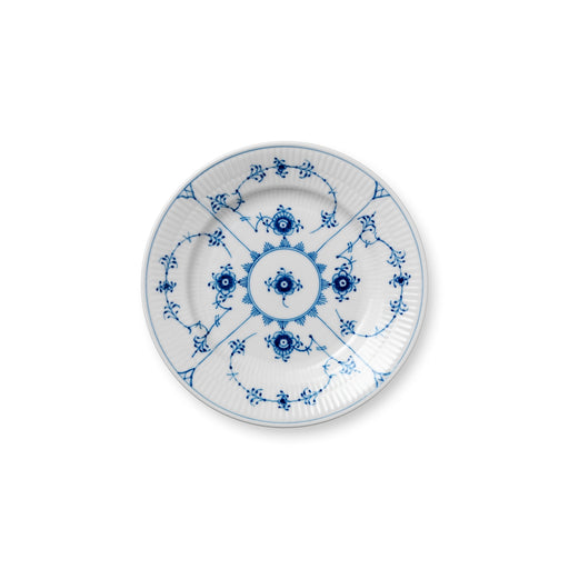 Royal Copenhagen | Blue Fluted Plain Plate, 17cm, showcasing a classic blue-on-white floral pattern, ideal for desserts or small dishes, highlighting timeless elegance and craftsmanship.
