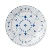 Royal Copenhagen | Blue Fluted Plain Plate, 27cm features a fluted rim and symmetrical blue floral motifs, showcasing timeless elegance and craftsmanship.