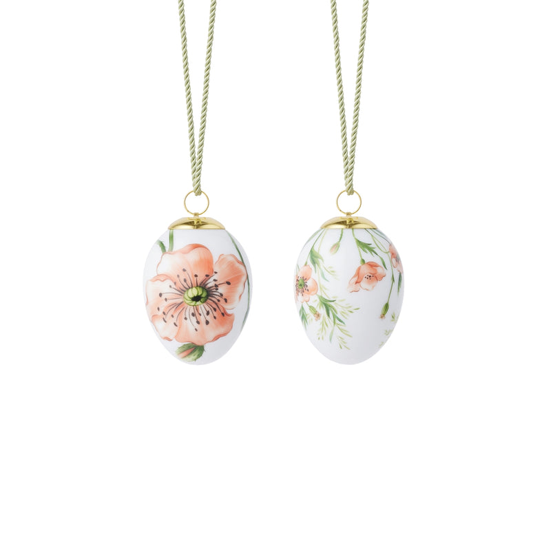 Royal Copenhagen Spring 2026 Eggs Poppy 6cm 2pc feature hand-painted poppy motifs, perfect as elegant, lasting seasonal decorations from Athens Cooks.