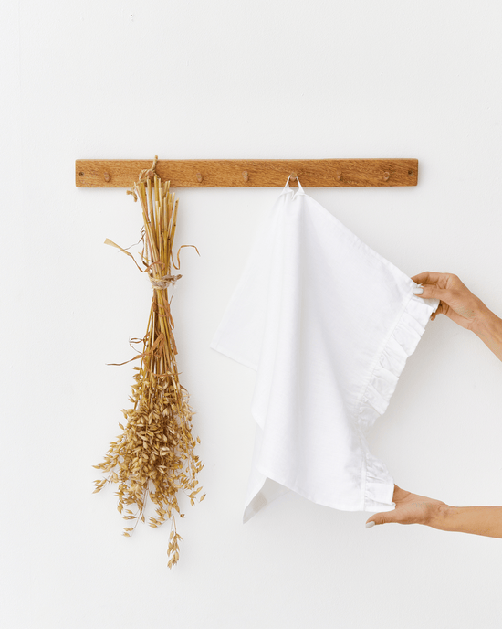 MagicLinen | Ruffle Trim Tea Towels in White