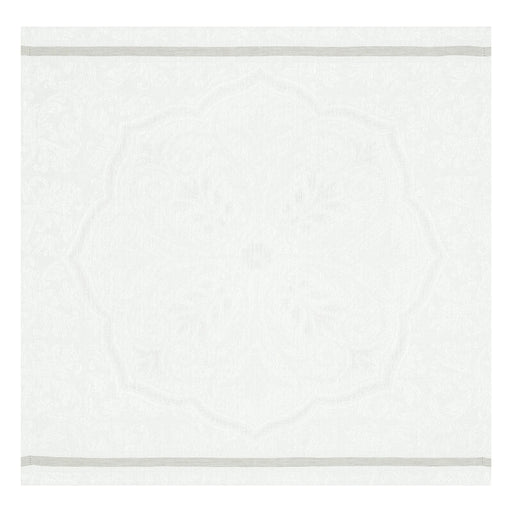 Le Jacquard Francais | Armoiries Linen Napkin, Offwhite, featuring a subtle mandala floral motif and elegant stripes, embodying refined French craftsmanship. Perfect for sophisticated table settings.