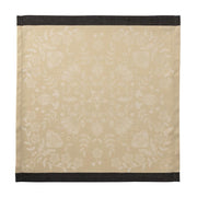 Le Jacquard Francais | Féerie Napkin, Yellow features a woven floral motif with charcoal edges, embodying festive charm and traditional elegance for your holiday table.