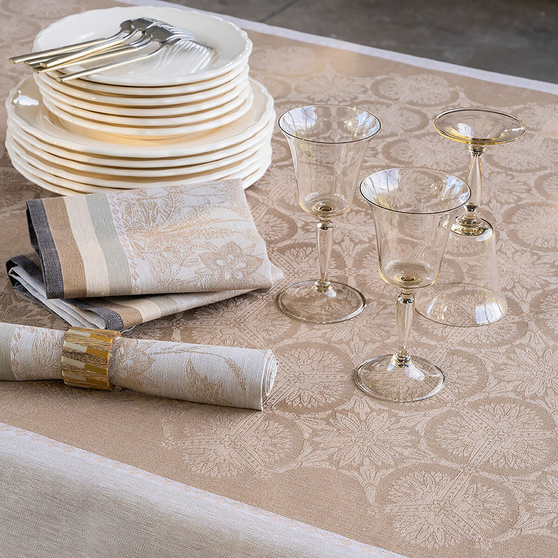 Le Jacquard Francais |  Bucolique Tablecloth, Beige, 69" x 69"