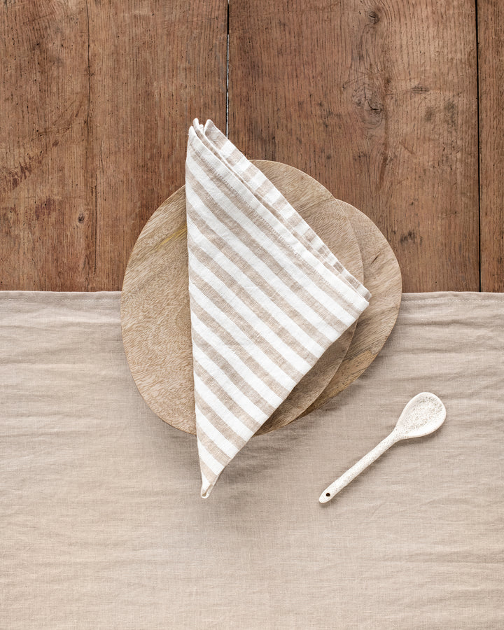 Magic Linen | Set of 2 Linen Napkins Striped in Natural