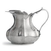 Arte Italica & Crown Linen Designs | Vintage Small Scalloped Pitcher, handcrafted Italian pewter, bulbous body, spout, handle; ideal for serving cream or milk.