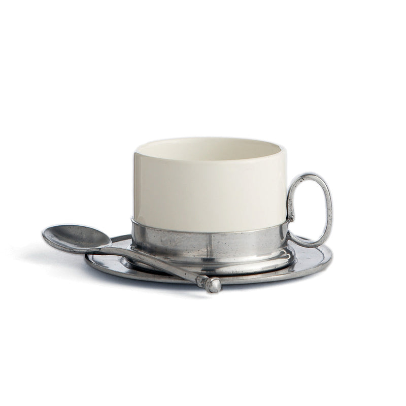 Arte Italica & Crown Linen Designs | Tuscan Cappuccino Cup & Saucer with Spoon