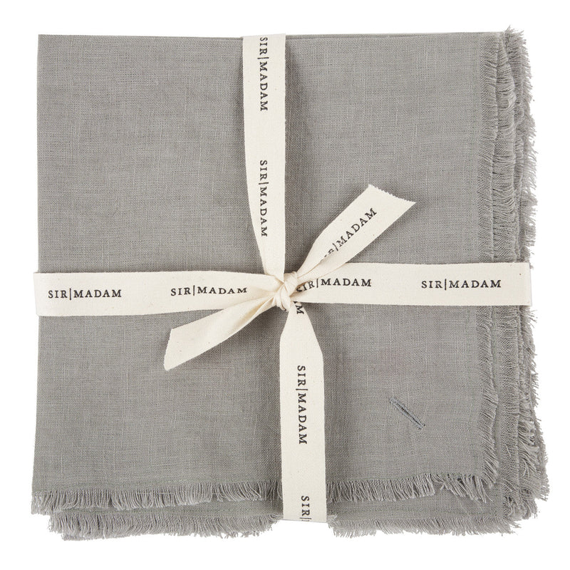 Sir/Madam Linen Frayed Edge Napkins in Dove — set of 4, folded