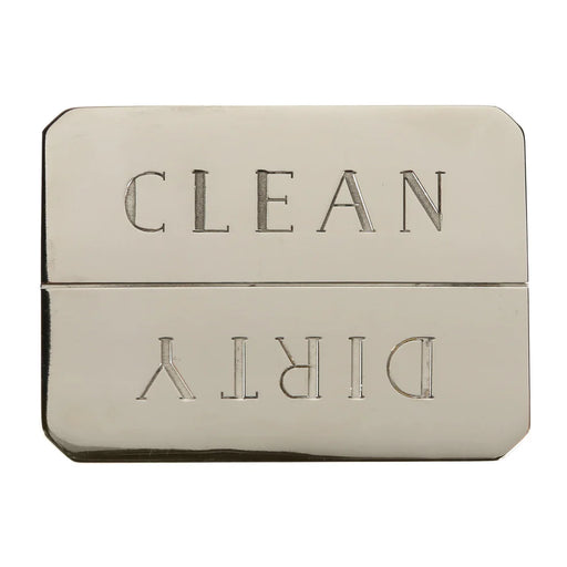 Sir|Madam Nickel Clean/Dirty Dishwasher Magnet, a flip-style metal sign indicating dishwasher status, enhancing kitchen organization with elegance and practicality.
