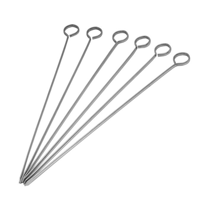 Norpro | Stainless Steel Skewers with rings, ideal for grilling. Set of 6 skewers, 12 inches long, designed to hold food securely without spinning.