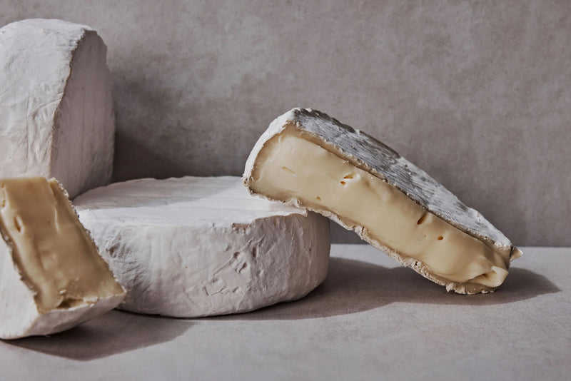 Sweet Grass Dairy | Green Hill Cheese, a soft-ripened, double-cream cheese with a bloomy rind, showcased close-up, highlighting its creamy texture and artisanal craftsmanship.