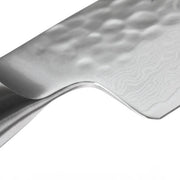 Shun Premier Blonde Chef's Knife, 8 inches, featuring hammered tsuchime dimples and Damascus patterning for optimal food release and precision cutting.