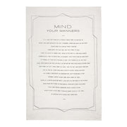 Sir|Madam Linen Tea Towels, Mind Your Manners, featuring dining-etiquette tips, perfect for adding charm and practicality to your kitchen routine.