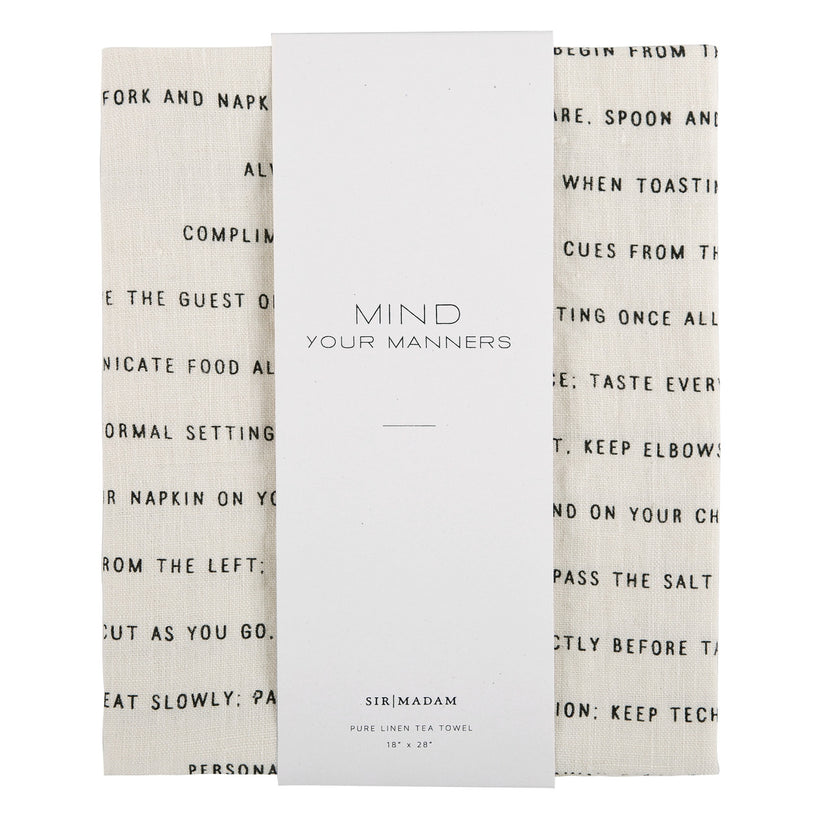 Sir|Madam Linen Tea Towels, Mind Your Manners