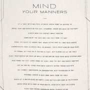 Sir|Madam Linen Tea Towels, featuring Mind Your Manners etiquette tips, perfect for drying delicate dishware with style and functionality, ideal for Athens Cooks' curated kitchen collection.