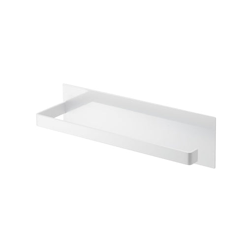 Yamazaki Home Magnetic Steel Paper Towel Holder, White, wall-mounted with a low front lip, perfect for organizing kitchen spaces with style and efficiency.