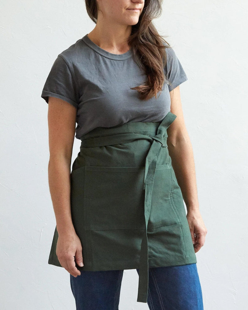 The Floral Society | Canvas Workshop Apron - Fern: pure cotton, cross-back design with wide front pockets, perfect for gardening, cooking, or crafting, hand-sewn for comfort.