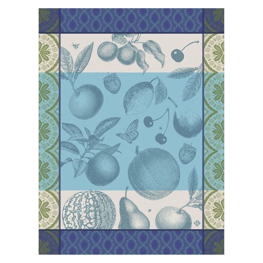 Le Jacquard Français | Arriere Pays Tea Towel featuring vintage botanical fruit engravings and geometric borders, capturing Provence's market charm; durable 60x80cm, perfect for kitchen decor.
