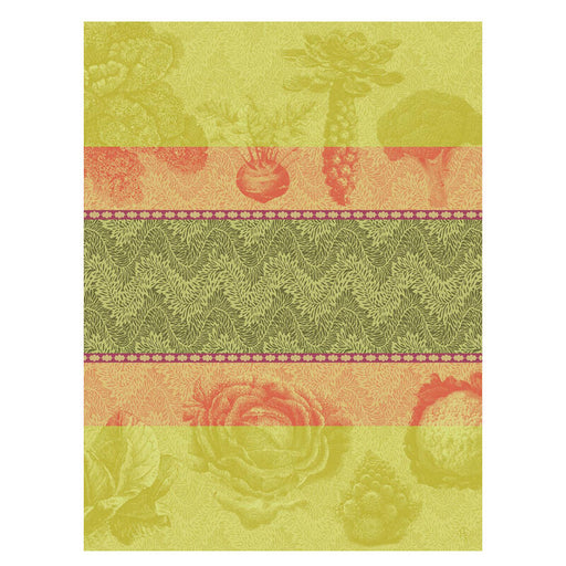 Le Jacquard Français Jardin Des Choux Tea Towel with botanical and geometric patterns, showcasing intricate jacquard weaving, perfect for enhancing kitchen elegance.