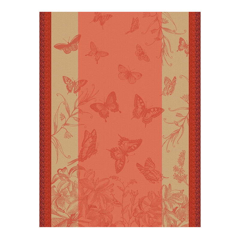 Le Jacquard Français | Jardin Des Papillion Tea Towel featuring an elegant butterfly and floral motif, perfect for adding sophistication to any kitchen setting at Athens Cooks.